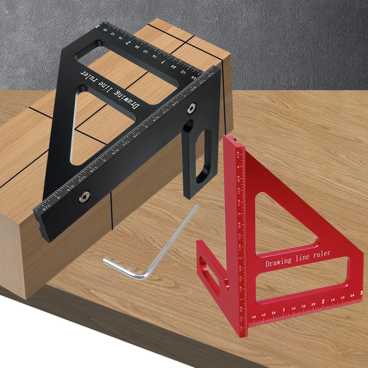Woodworking For Engineers - Calowa aluminiowa linijka trójkątna 45 i
