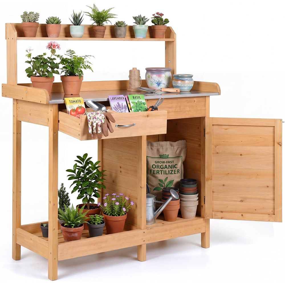 Woodworking Work Table - Drewniany stół ogrodowy do prac ogrodniczych